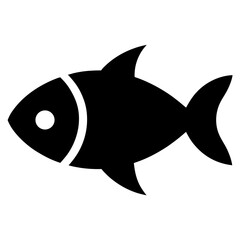 Obraz premium Simple Black Fish Icon Vector Illustration Isolated on White Background