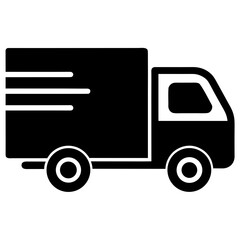 Delivery truck icon for transportation and logistics services in black and white
