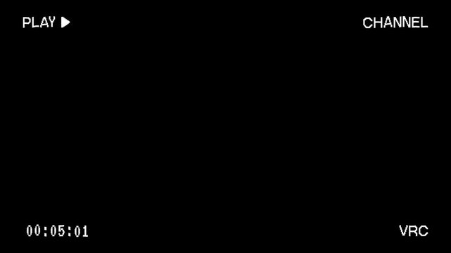 Old VHS Play Analog TV with Distorted and Timecode on Alpha channel. 4K Video