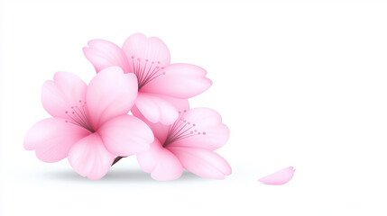 Obraz premium Delicate Pink Cherry Blossom Flowers on White Background with Soft Petals and Graceful Design for Elegant Floral Illustrations and Decor