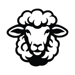 Woolly Sheep Head Animal Farm Mascot Vector Icon