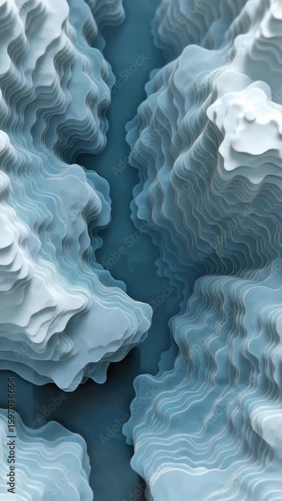 Aufkleber topographi abstract map texture abstract textured landscape with fluid shapes in soft blue tones