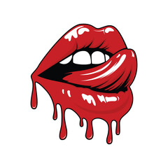 red lips woman vector logo design concept idea
