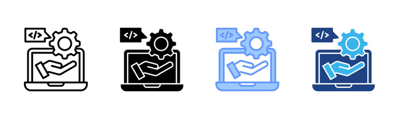Digital Services icon set multiple style collection
