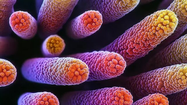 Colorful coral polyps protrude vibrant texture