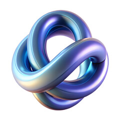 Abstract iridescent 3D render of a twisted knot