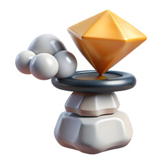 Abstract 3D Render of Geometric Shapes and Objects