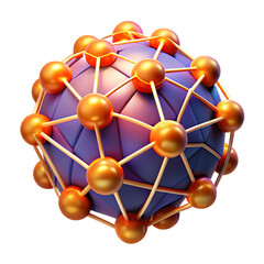 Abstract 3D Geometric Sphere with Interconnected Gold Nodes