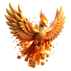 Vibrant Phoenix Rising in Digital Flames
