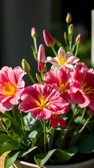 Obraz premium Pink and White Lily Flowers in Bloom