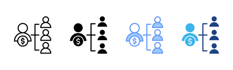 Delegation icon set multiple style collection