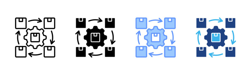 Supply Chain icon set multiple style collection