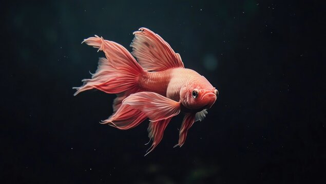 Stunning Pink Betta Fish in Dark Water