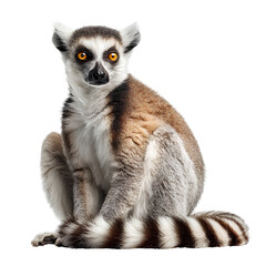 Fototapeta premium Close-Up of a Ring-Tailed Lemur Isolated on Transparent Background