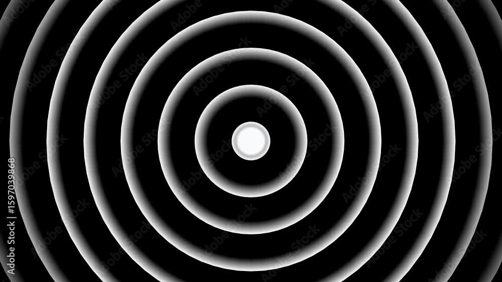 Poster animation of circular electric wave spreading with transparent channel. radio waves in circle form, 