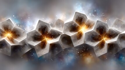 A seamless geometric pattern featuring overlapping octagons and stars in a vintage vector style with soft lighting effects.