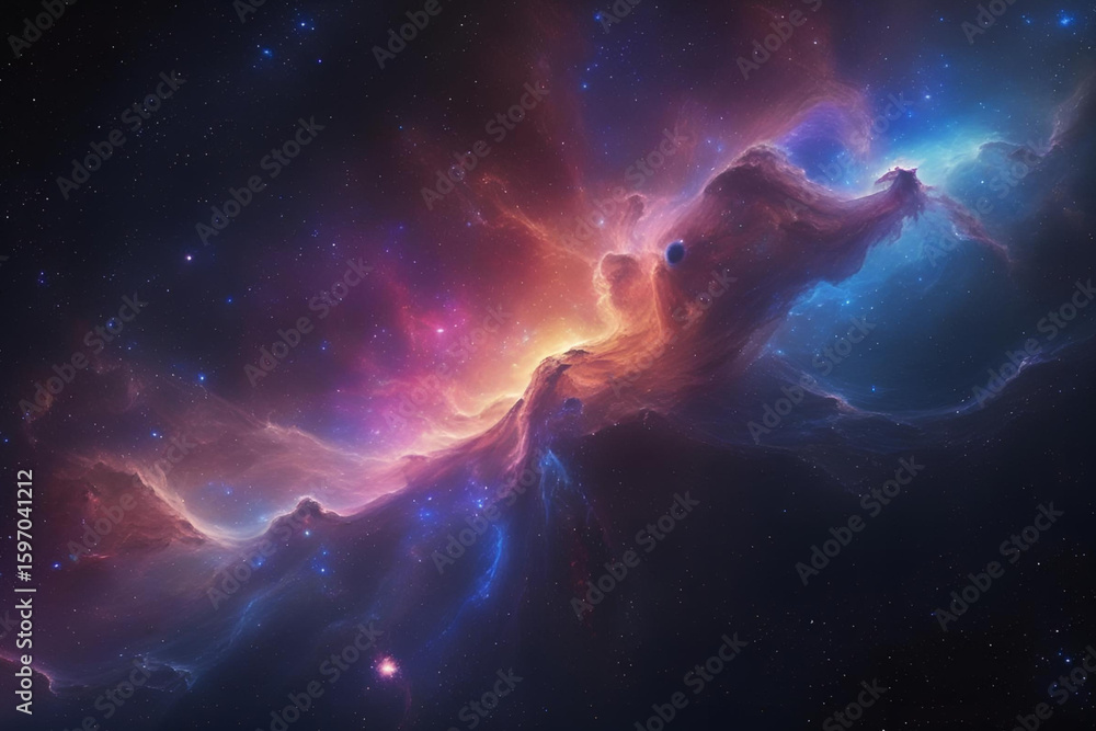 Canvas Prints colorful cosmic nebula in deep space with starfield