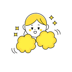 ポンポンで応援するかわいい女性のイラスト