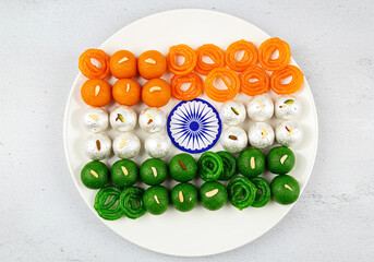 Festive Tricolor Dessert. Traditional Sweets. Independence Day Celebration