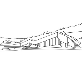 Contemporary Architecture Inspired by Prehistoric Caves, coloring page