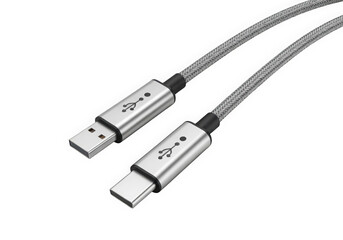 Stylish USB cable with metal connectors and a braided design, perfect for modern tech-savvy users.