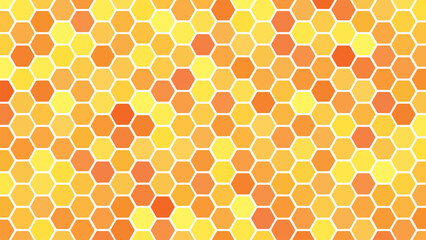 Seamless honeycomb hexagon background. Orange and yellow honey pattern geometric texture
