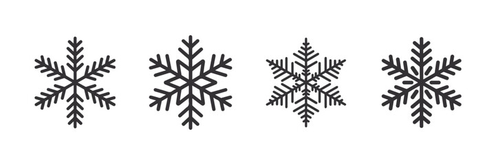 Black Snowflake Silhouette Vector Icon for Winter Holiday Design.