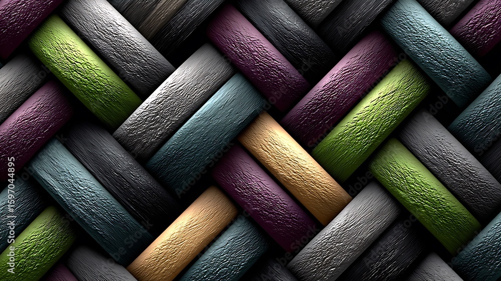 Fototapete a seamless tileable vector design with layered latticework of rectangles and parallelograms in class