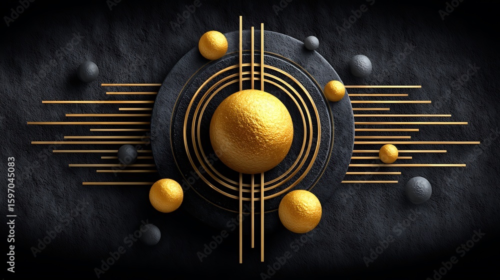 Poster a seamless vector texture of minimalist circles, lines, and grids layered in a retro-modern geometri