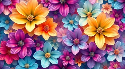 Colorful flower background wallpaper floral pattern spring summer bloom blossom botanical garden design art 100