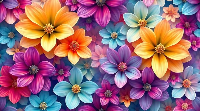 Fototapeta Colorful flower background wallpaper floral pattern spring summer bloom blossom botanical garden design art 100
