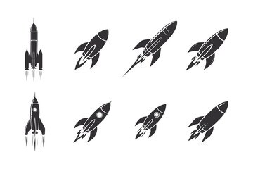 Rocket vector illustration, black icon	.