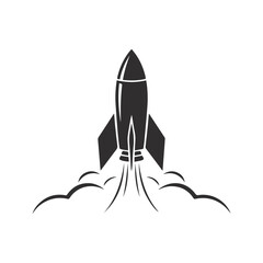 Rocket vector illustration, black icon	.