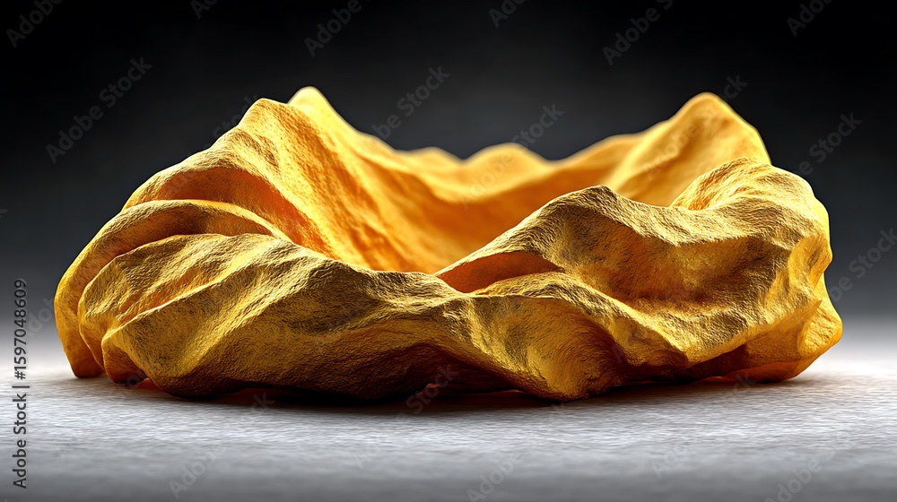 Aufkleber a shimmering crumpled gold background with sharp lines and detailed metallic textures under soft stu