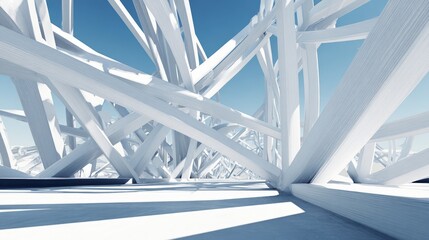 Abstract White Architectural Structure Under Clear Sky