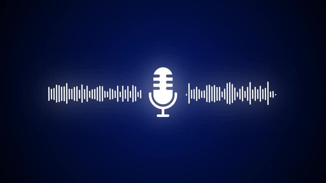 Audio Waveform Visualizer with Microphone, Abstract Audio Waves on Dark Blue