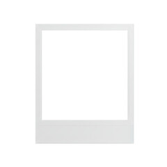 Minimalist square white picture frame with clear central display area on transparent background