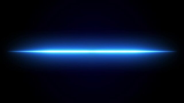 Glowing Blue Laser Line Animation, Futuristic Neon Light Streak Flicker Electric Blue Horizon Effect