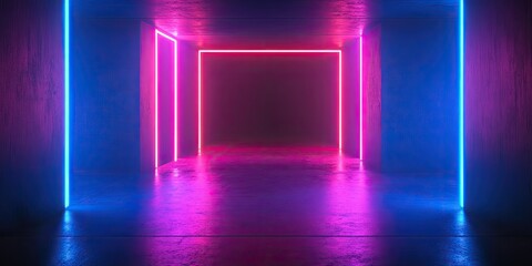 A collection of semi-transparent neon cubes in vibrant colors like pink, blue, and purple, stacked and arranged in a mesmerizing pattern.