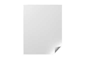 Crisp white paper sheet with folded corner, showcasing subtle shadows and minimalist design on transparent background