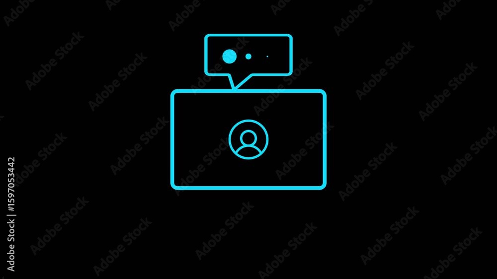 Poster line chat conference icon isolated on black background. feedback. a comment. plan. technical support