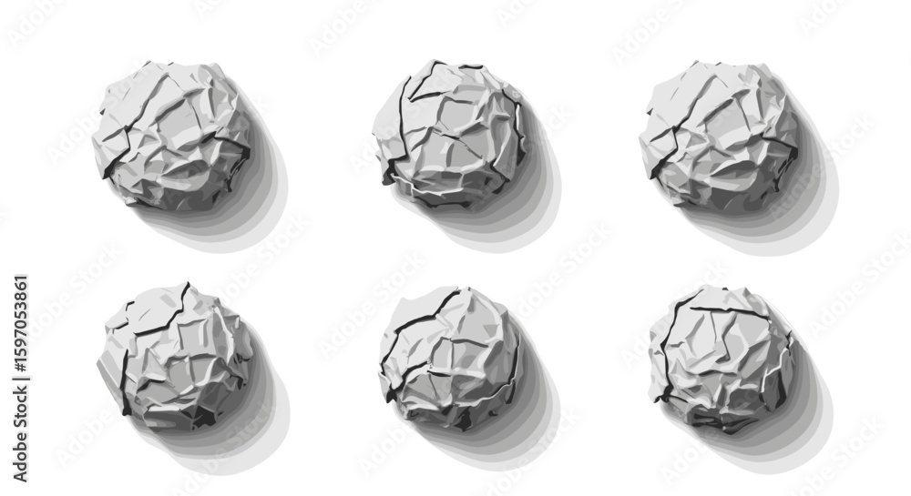 Poster six abstract egg shapes with cracked texture arranged in a grid pattern on a white background view f