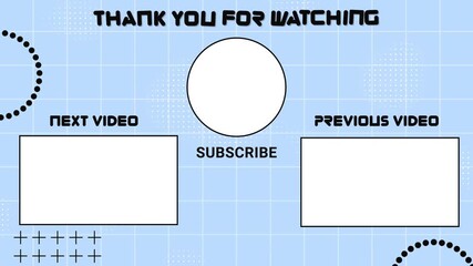 Thank You For Watching End Screen Modern Blue Grid,  Outro Template with Halftone Background - Powered by Adobe