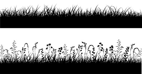 野原のシルエット　ベクターイラスト