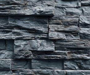 Textured Stone Wall Gray Rock Facing for Interior or Exterior Design - Stock Photo