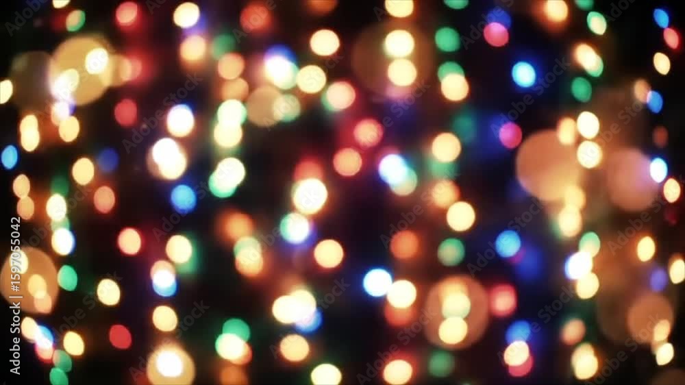 Poster shimmering golden and multicolored bokeh lights create a magical and festive abstract background.