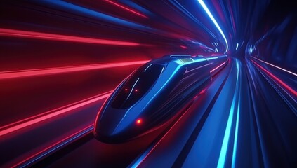 Futuristic High-Speed Rail: A Journey Through Neon Lights
