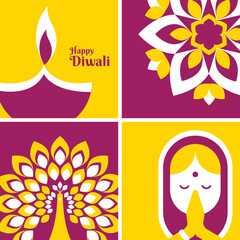 Vector illustration of Happy Diwali concept. Modern geometric minimalist design. banner and poster design for social media and print media