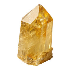 Photo of a rough citrine crystal isolated on a transparent background