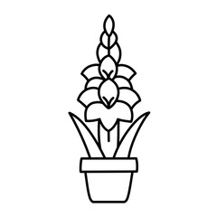 Simple gladiolus flower sketch vector illustration, use as icon or sticker will look good, gladiolus flower logo.